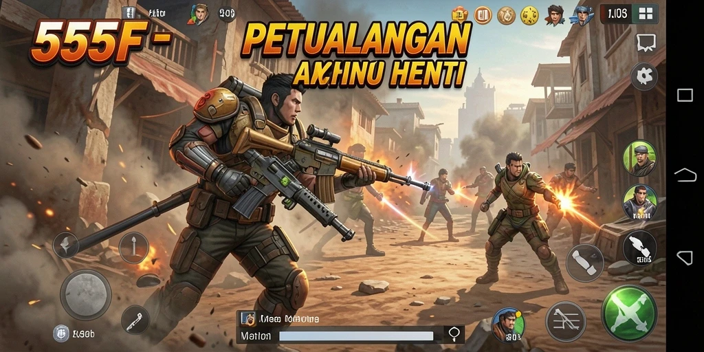 Gameplay menegangkan dan seru dalam 555F, siap untuk aksi.