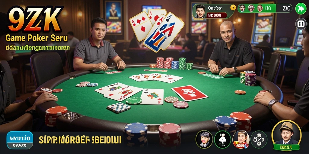 Tampilan gameplay Poker yang menegangkan di 9ZK.