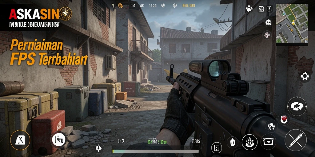 Tampilan gameplay intens di ASKASINO dengan aksi tembak-menembak yang seru.