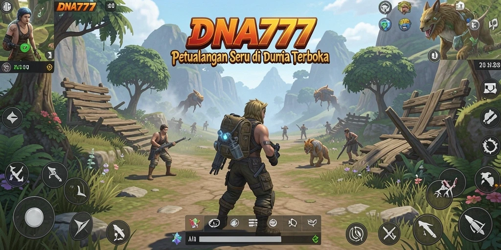 Tangkapan layar gameplay <strong>DNA777</strong> menampilkan kebebasan eksplorasi dalam dunia terbuka.