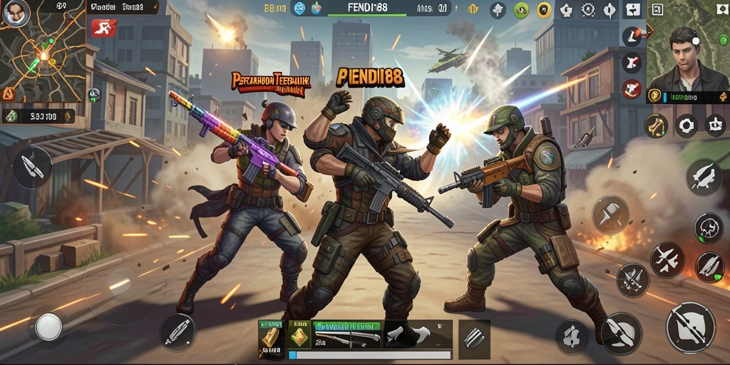 Tangkapan layar aksi mendebarkan dalam permainan Battle Royale.