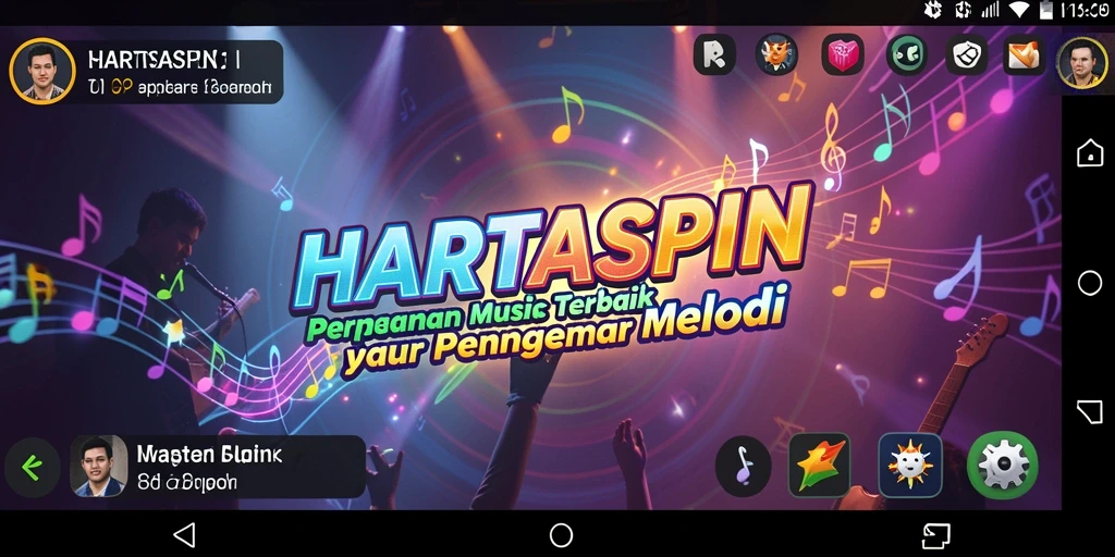 Tampilan gameplay HARTASPIN yang memukau dengan lagu-lagu seru.