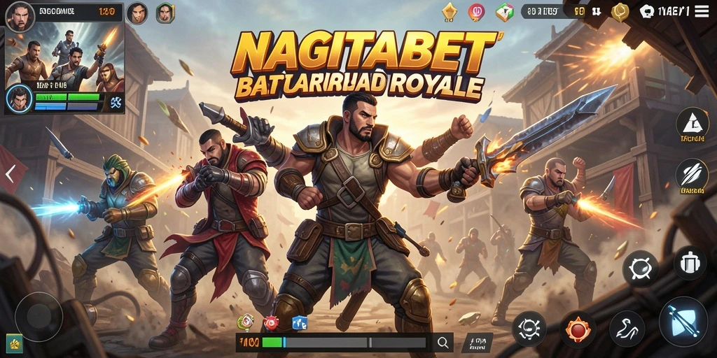 Tangkapan layar gameplay NAGITABET dengan adu tembak yang seru di arena.