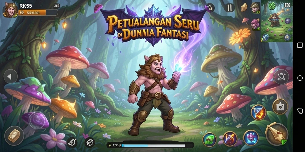 Tangkapan layar gameplay RK55 menampilkan aksi petualangan yang mendebarkan.
