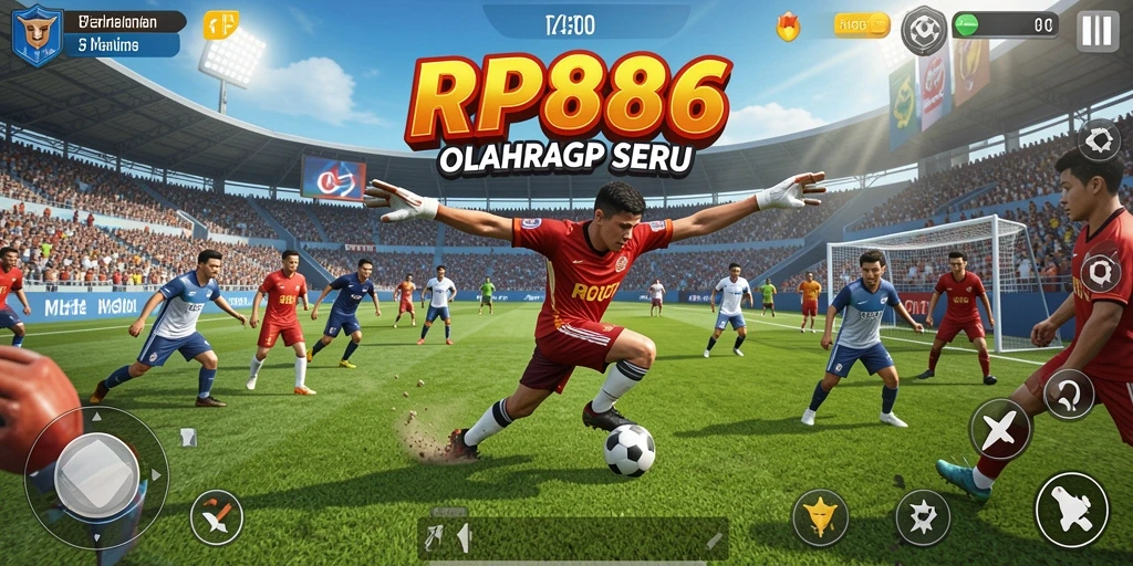Tampilan gameplay seru dalam RP886 dengan aksi olahraga yang mendebarkan.