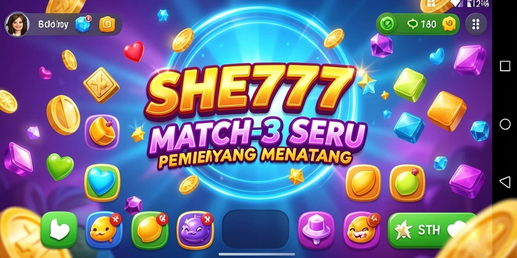 Tampilan gameplay menawan dalam SHE777 dengan tantangan Match-3.