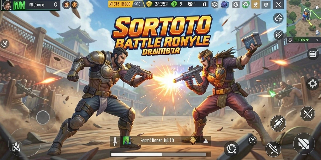 Gameplay seru SORTOTO dalam pertarungan Battle Royale.
