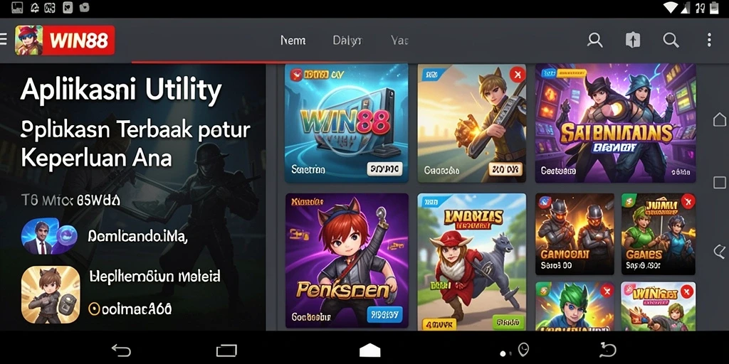 Tampilan antarmuka aplikasi WIN88 yang sederhana dan efektif.